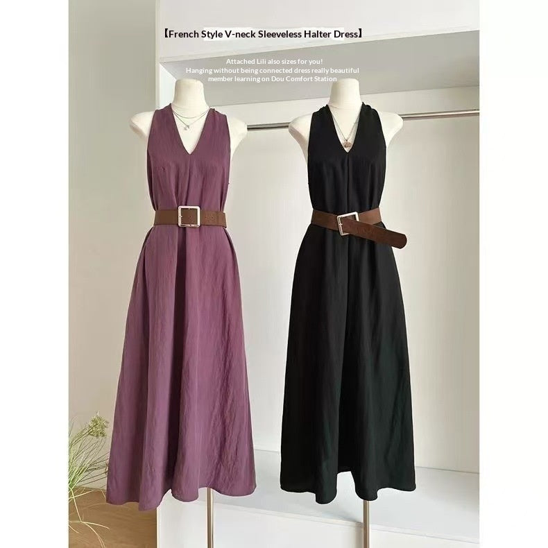 Elegant, High-end Tie-waist Casual Maxi Dress