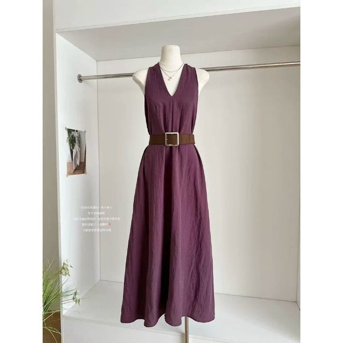 Elegant, High-end Tie-waist Casual Maxi Dress